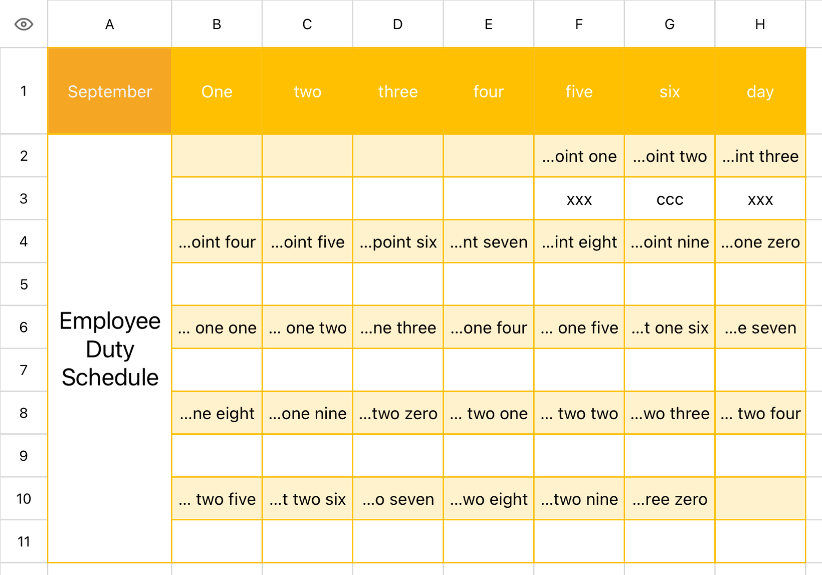 Employee Duty Schedule 11 1
